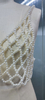 Exquisito top corto de crochet bordado con perlas HECHO A MANO