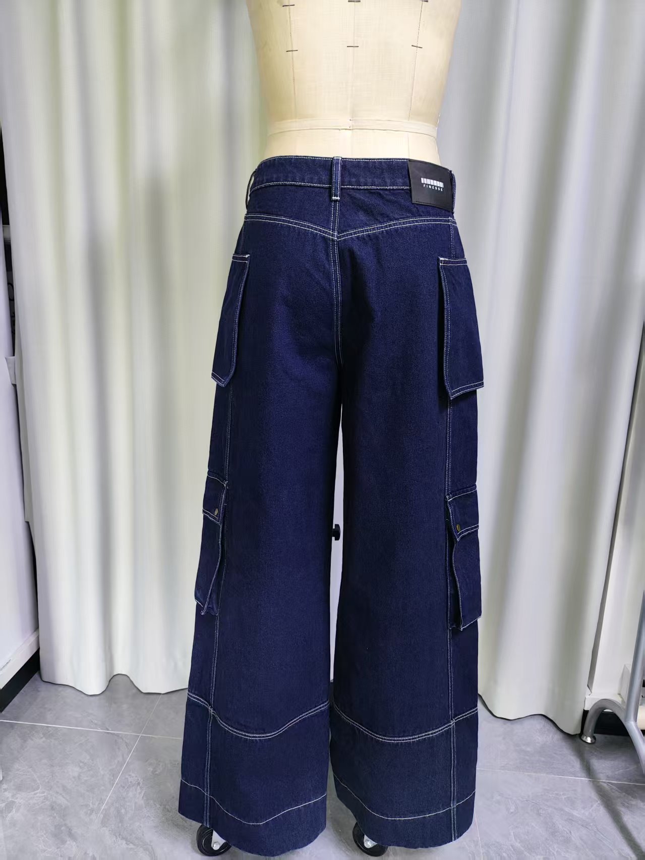 Pantalones anchos de mezclilla cargo de cintura alta