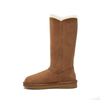 Botas KAHKI altas peludas estilo UGG con tres botones para mujer 