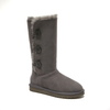 Botas altas estilo UGG peludas con tres botones para mujer