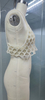 Exquisito top corto de crochet bordado con perlas HECHO A MANO
