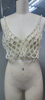 Exquisito top corto de crochet bordado con perlas HECHO A MANO