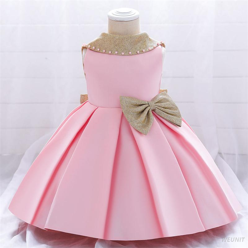 Vestido de ni&ntilde;a de flores de sat&eacute;n verde con elegancia dorada con lazo en la espalda