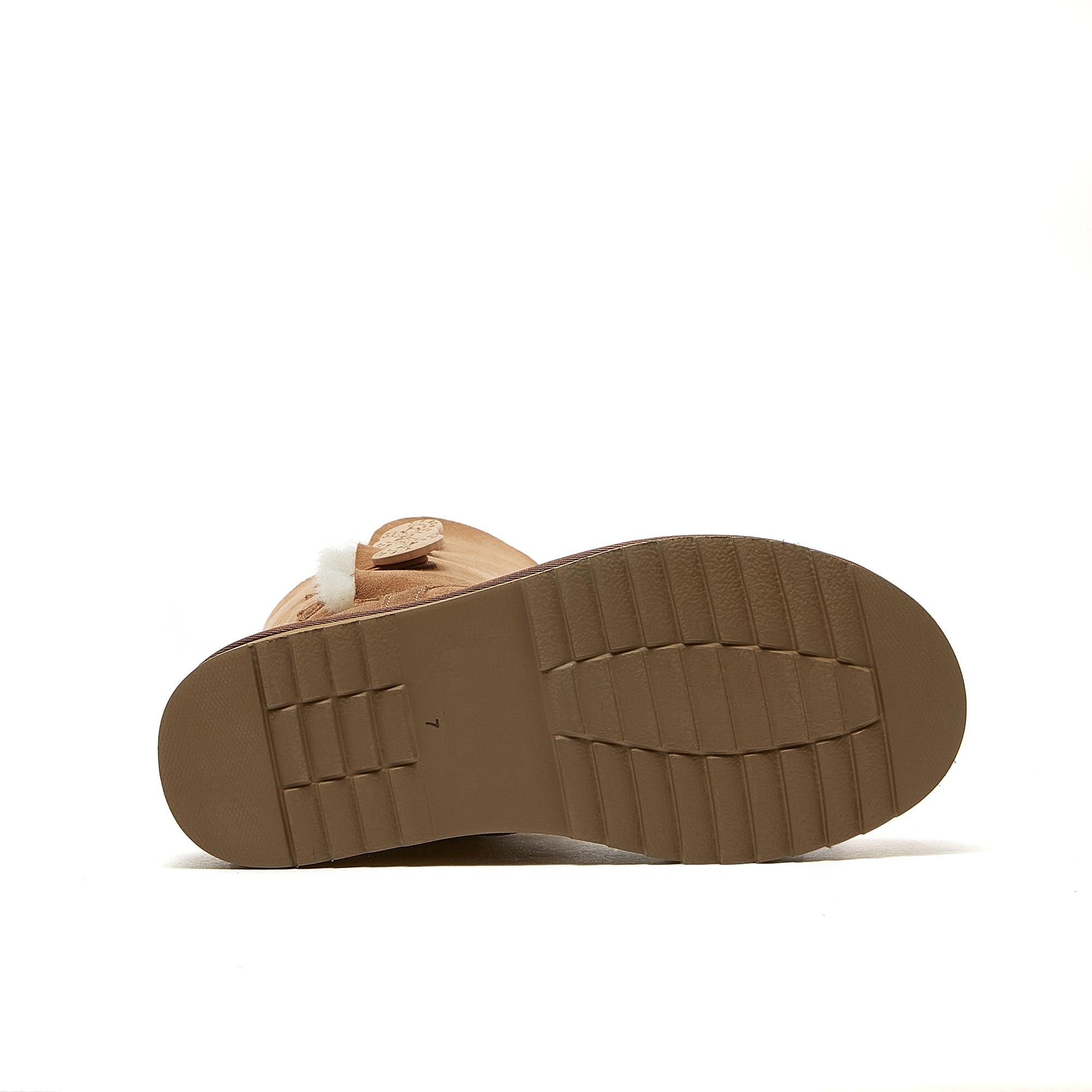 Botas KAHKI altas peludas estilo UGG con tres botones para mujer 