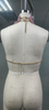 Exquisito top corto de crochet bordado con perlas HECHO A MANO