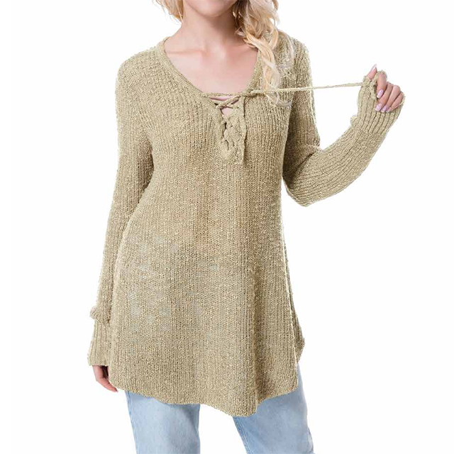 Su&eacute;ter de encaje con cuello en V para mujer, jers&eacute;is informales, Tops ajustados de manga larga, ropa de estilo elegante, prendas de punto b&aacute;sicas para mujer, Oto&ntilde;o Invierno 2025
