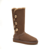 Botas DK.KAHKI estilo UGG altas peludas con tres botones para mujer 