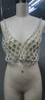 Exquisito top corto de crochet bordado con perlas HECHO A MANO
