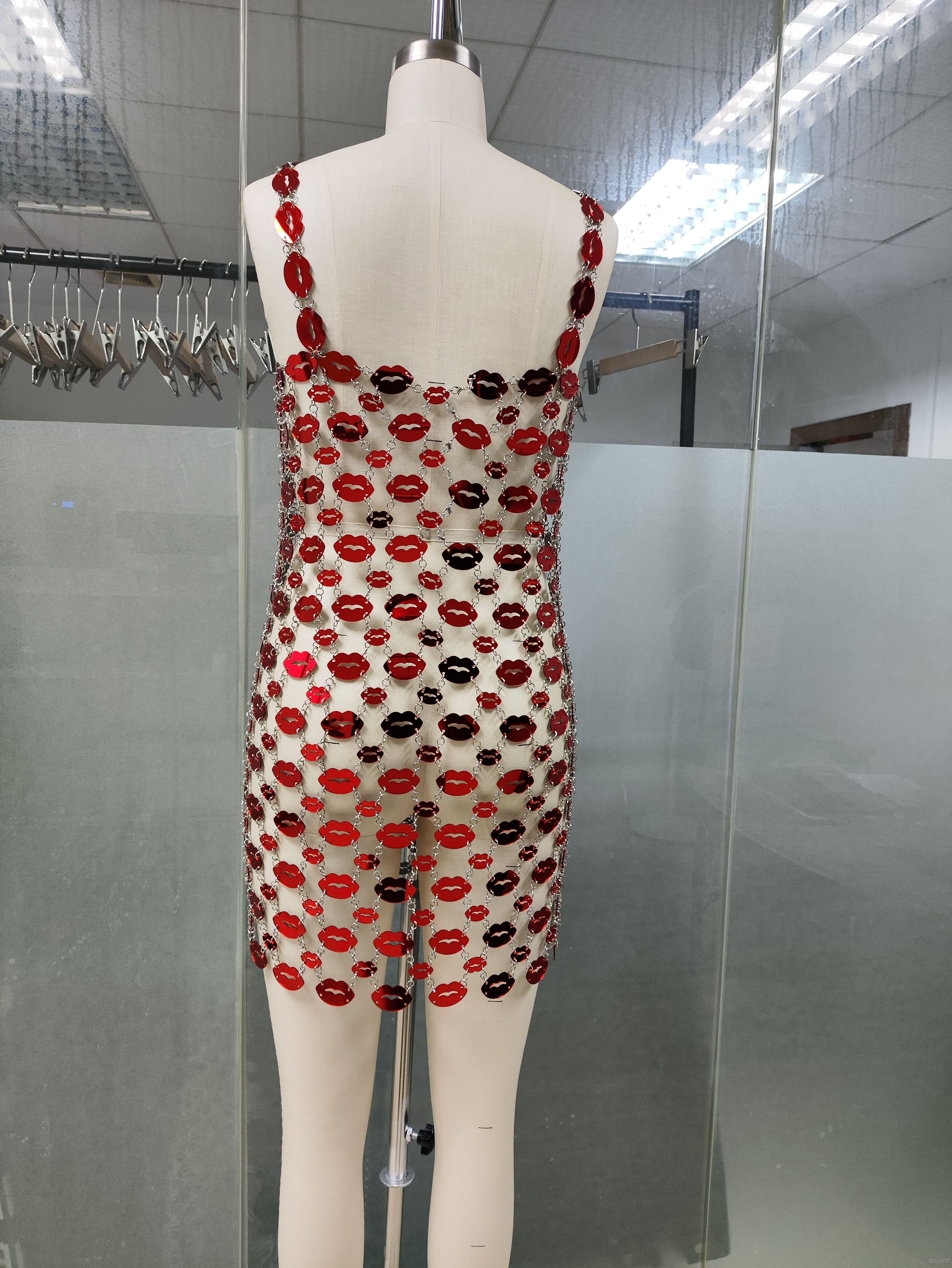 Sexy Sequin Lips Body - Vestido de Cadena para Mujer