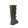 Botas altas estilo UGG peludas con tres botones para mujer