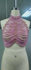 Exquisito top corto de crochet bordado con perlas HECHO A MANO