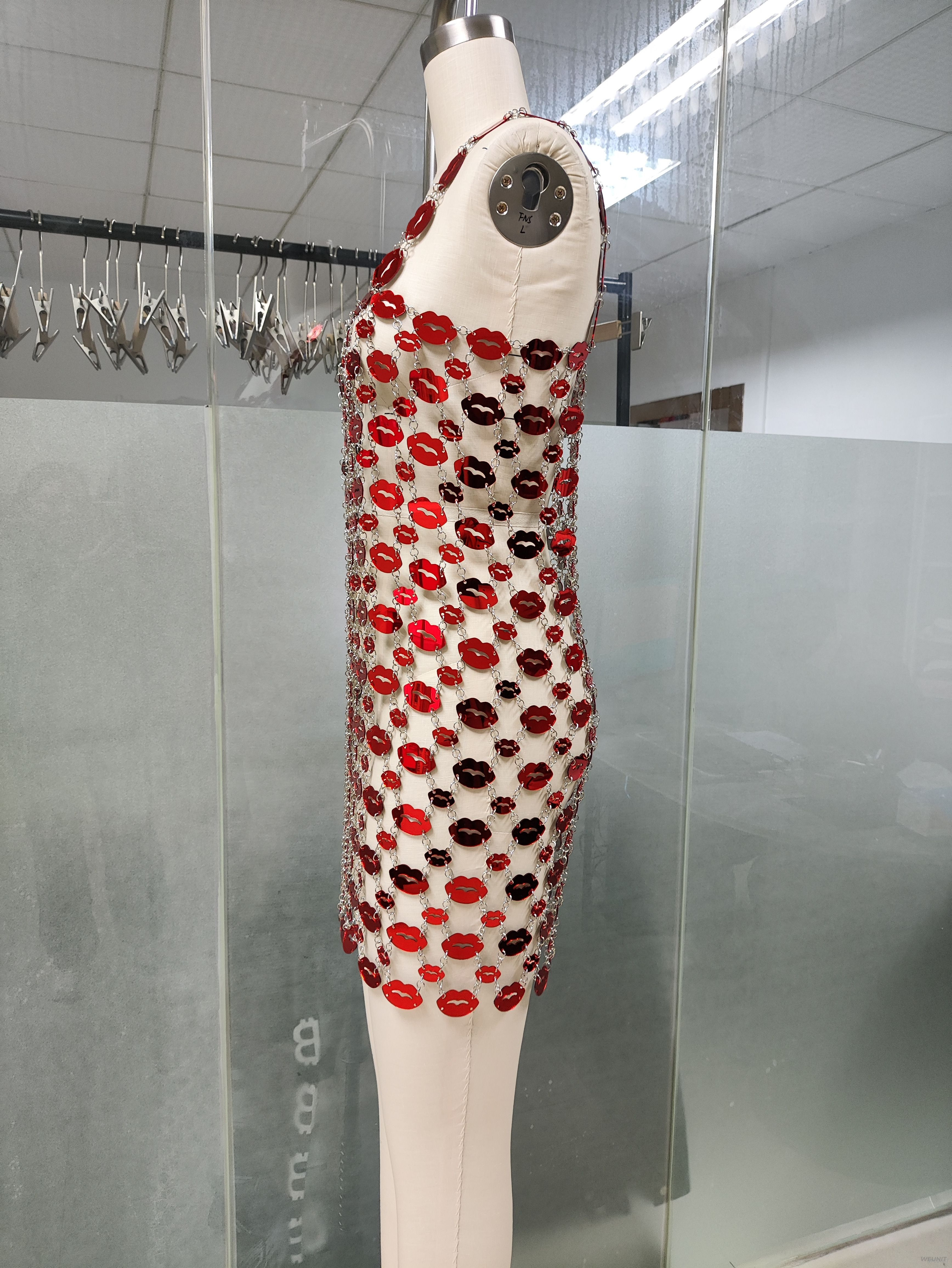 Sexy Sequin Lips Body - Vestido de Cadena para Mujer