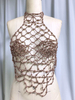 Top halter de red con cuentas