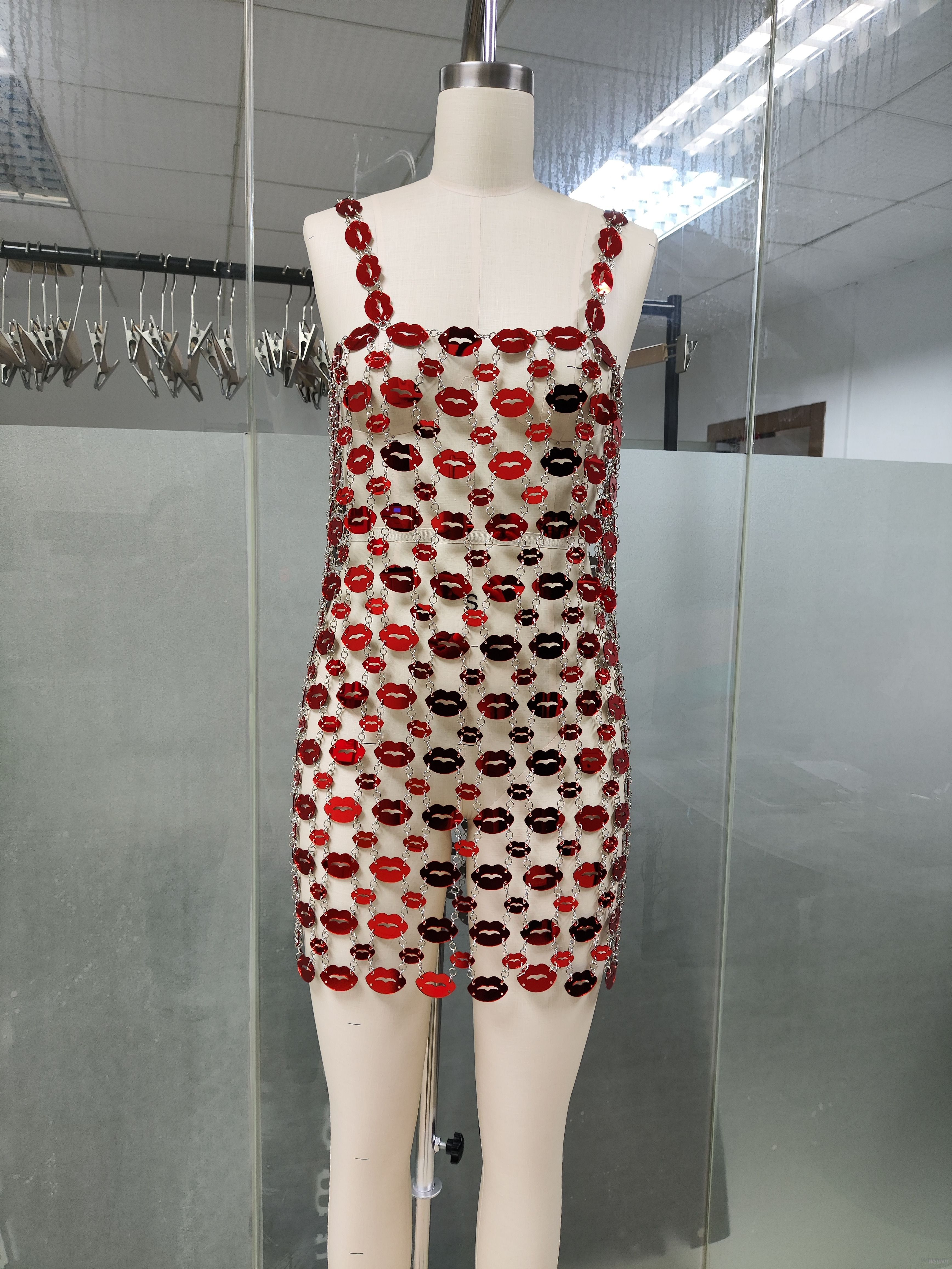 Sexy Sequin Lips Body - Vestido de Cadena para Mujer