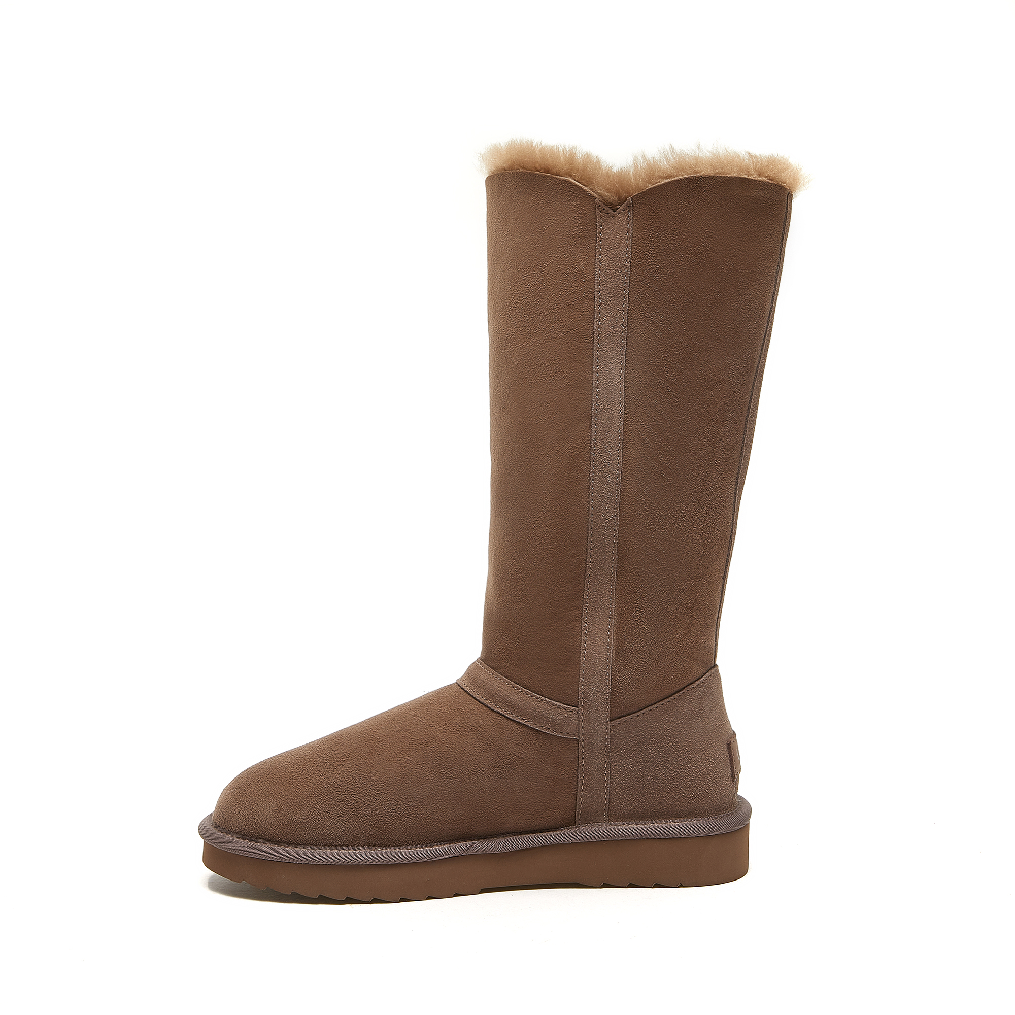 Botas DK.KAHKI estilo UGG altas peludas con tres botones para mujer 
