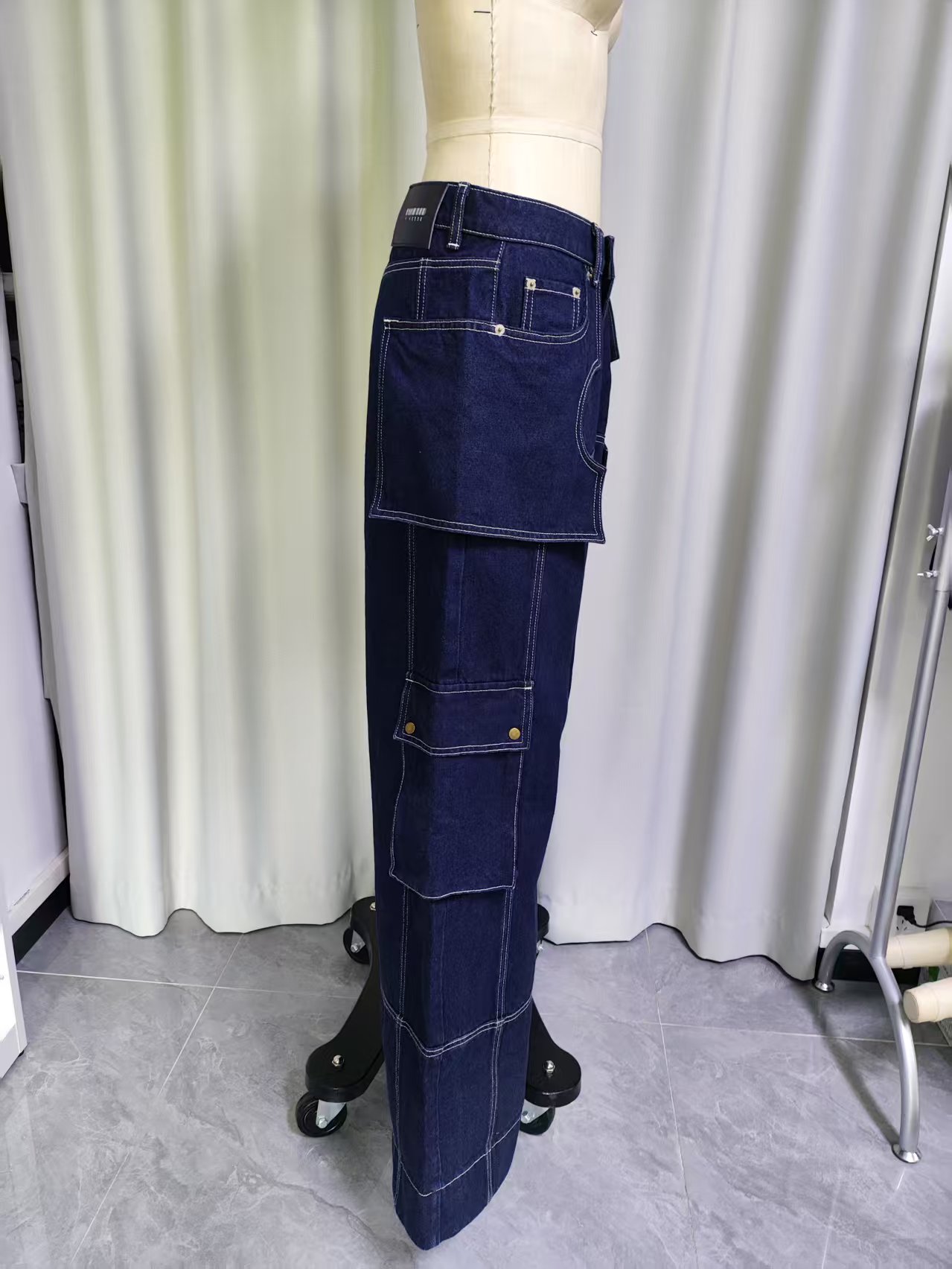 Pantalones anchos de mezclilla cargo de cintura alta