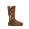 Botas KAHKI altas peludas estilo UGG con tres botones para mujer 